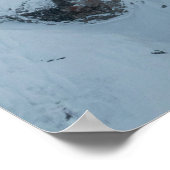 曇り空の山の夕日 ポスター (角)