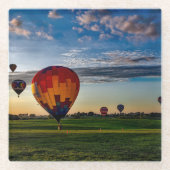 曇り空の熱気球フェスティバル ガラスコースター (正面)