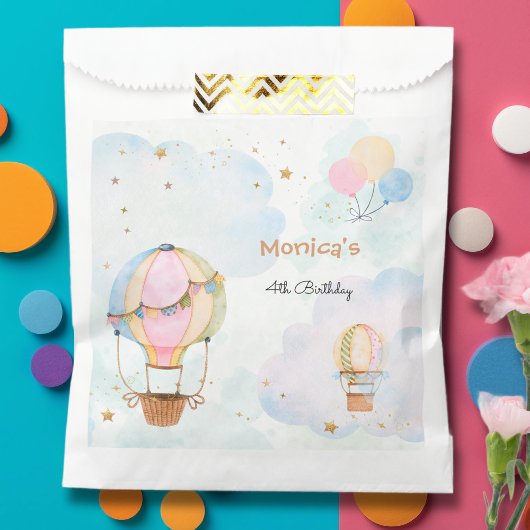 曇り空の熱気球子供の誕生日 フェイバーバッグ