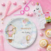 曇り空の熱気球子供の誕生日 ペーパープレート (パーティー)