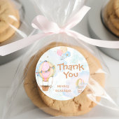 曇り空の熱気球子供の誕生日 ラウンドシール