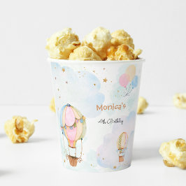 曇り空の熱気球子供の誕生日 紙コップ