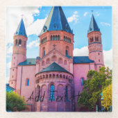 曇り空の青いロイヤリティキャッスル ガラスコースター (正面)