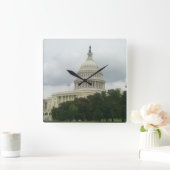 曇り空を持つ米国キャピトル建物 スクエア壁時計 (ホーム)