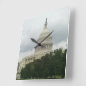 曇り空を持つ米国キャピトル建物 スクエア壁時計 (傾斜)