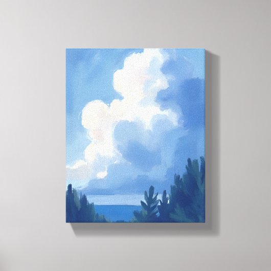 曇り空 | ブルー・フォレストの水彩画 キャンバスプリント (正面)