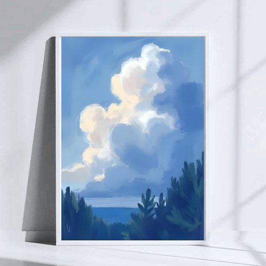 曇り空 | ブルー・フォレスト 水彩画 ポスター