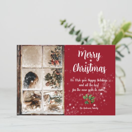 曇り窓と雪の写真を通じて カード (スタンド正面)