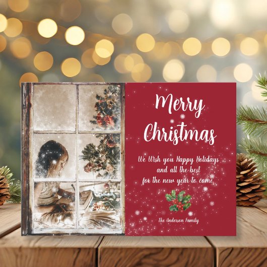 曇り窓と雪の写真を通じて カード