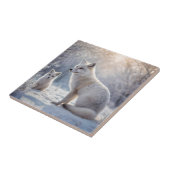 「曇り絆：北極圏のキツネと彼女の子」 タイル (側面)