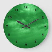 曇り緑の空 ラージ壁時計 (正面)