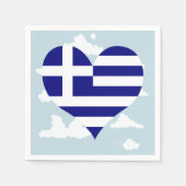 曇り背景のギリシャ国旗 スタンダードカクテルナプキン (正面)