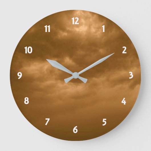 曇り茶色の空 ラージ壁時計 (正面)