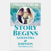 曇り話が始まるビーチ結婚式へようこそ アクリルサイン (正面)