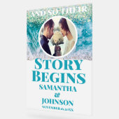 曇り話が始まるビーチ結婚式へようこそ アクリルサイン (傾斜)