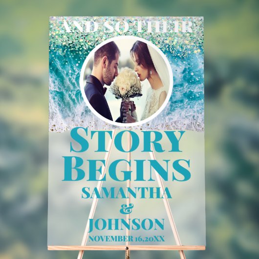 曇り話が始まるビーチ結婚式へようこそ アクリルサイン (ニュートラル)