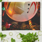 曇り雪だるまクリスマスオーナメントタオル キッチンタオル (折り畳み)