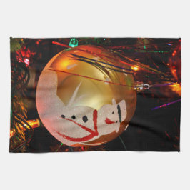 曇り雪だるまクリスマスオーナメントタオル キッチンタオル