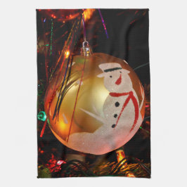 曇り雪だるまクリスマスオーナメントタオル キッチンタオル