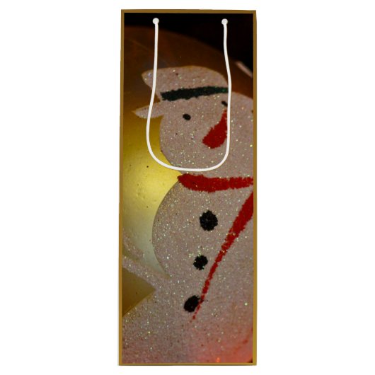 曇り雪だるまクリスマスオーナメントワインバッグ ワインギフトバッグ (正面)