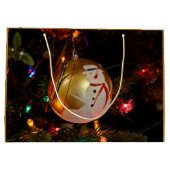 曇り雪だるまクリスマスオーナメント抱き枕 ラージペーパーバッグ (裏面)