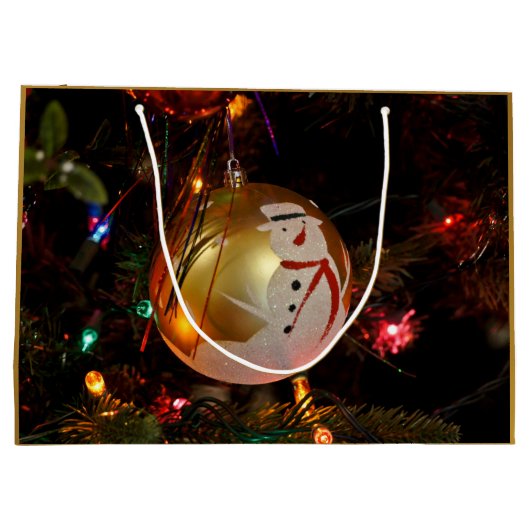 曇り雪だるまクリスマスオーナメント抱き枕 ラージペーパーバッグ (裏面)