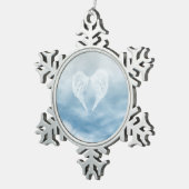 曇り青空の天使の翼 スノーフレークピューターオーナメント (右)