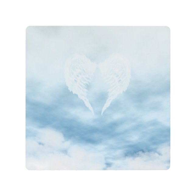 曇り青空の天使の翼 メタルプリント (正面)