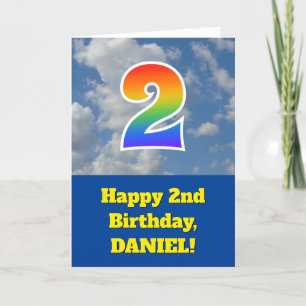 曇り青空、レインボーパターン"2"誕生日# カード