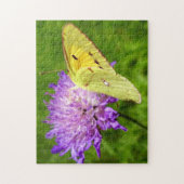 曇り黄色い蝶の写真パズルとギフトボックス ジグソーパズル (縦)