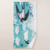 曇飛んでいる空のツバメ バスタオル (バスタオル)