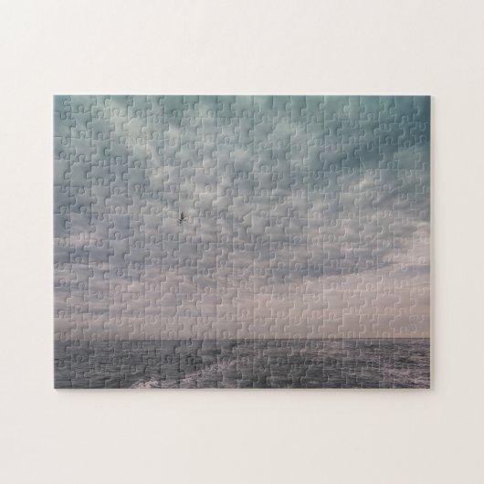 曇飛んでいる空の下のカモメ ジグソーパズル (横)