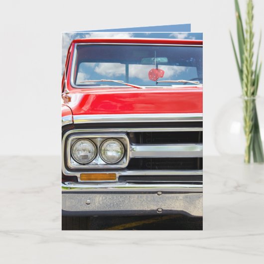 曖昧なサイコロが付いている赤いレトロのトラック カード (正面)