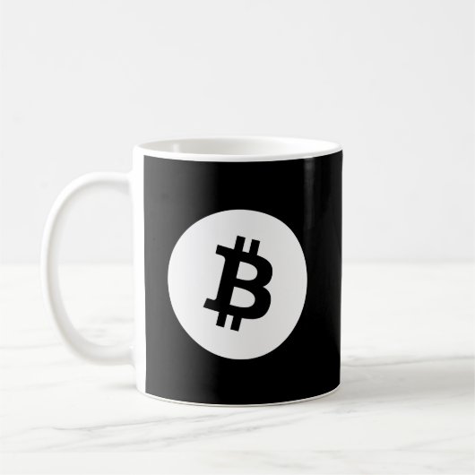 曖昧なExpress® Bitcoinの白のロゴ コーヒーマグカップ (左)