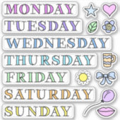 曜日と落書き オーダーメイド カットステッカー 6x6" シール (正面)
