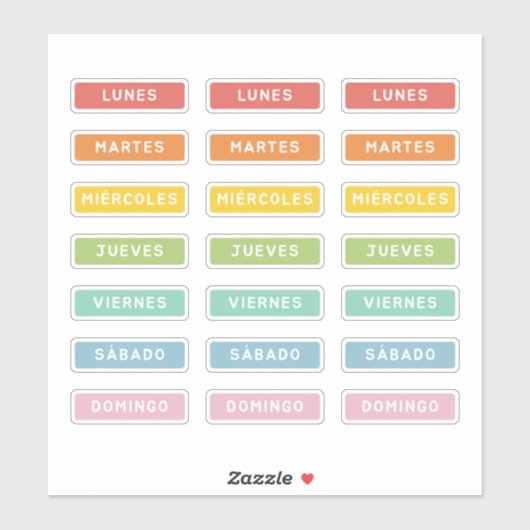 曜日(スペインの) シール (シート)
