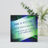 曲がったイメージのライトグリーンとブルーカーブ 招待状 (スタンド正面)