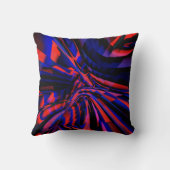 曲がったオブジェクトに位置合わせされた正方形の青いデザイン クッション (裏面)