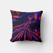 曲がったオブジェクトに位置合わせされた正方形の青いデザイン クッション (正面)