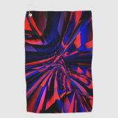 曲がったオブジェクトに位置合わせされた正方形の青いデザイン ゴルフタオル (正面)