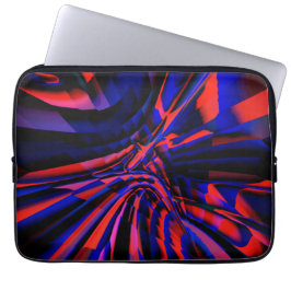 曲がったオブジェクトに位置合わせされた正方形の青いデザイン ラップトップスリーブ