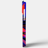 曲がったオブジェクトに位置合わせされた正方形の青いデザイン Case-Mate iPhoneケース (裏面 / 左)