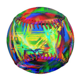 曲がったステンドスクウェア、緑の色のブラシストローク 野球ボール