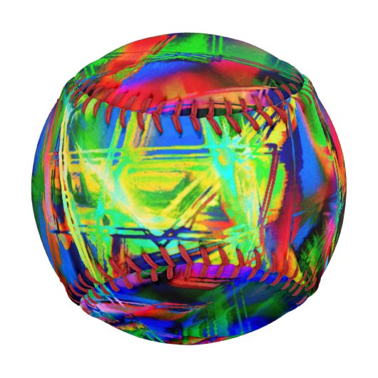 曲がったステンドスクウェア、緑の色のブラシストローク 野球ボール (正面)