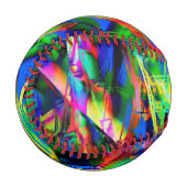 曲がったステンドスクウェア、緑の色のブラシストローク 野球ボール (正面左)