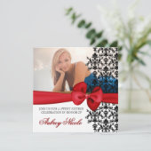 曲がったダマスク柄のアクセントが付いた 招待状 [赤] (スタンド正面)