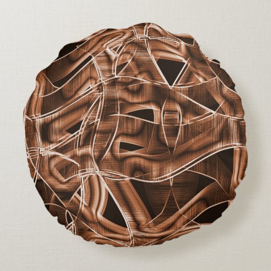 曲がったテープ、茶色の切り出し(レリーフ、 浮き彫りとオーバーラップ) ラウンドクッション (裏面)