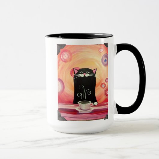 曲がったドアのスタジオのココア子猫のマグ マグカップ (右)
