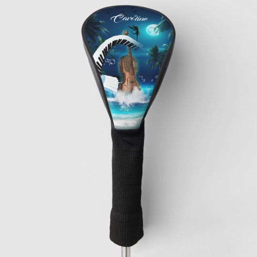 曲がったピアノを持つスチームパンクのバイオリン ゴルフヘッドカバー (正面)