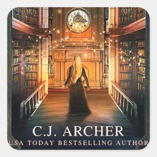 曲がったライブラリのステッカー スクエアシール